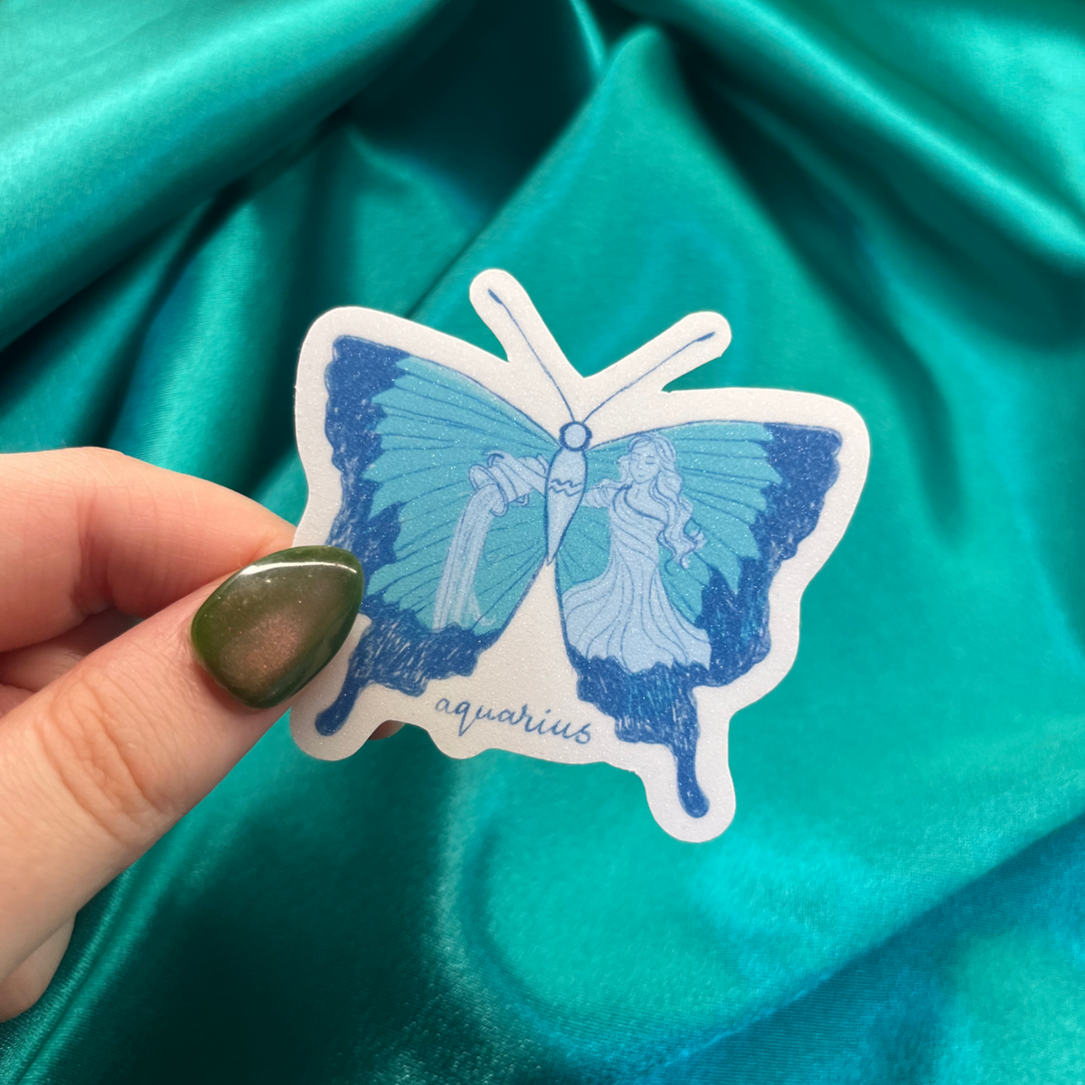 Aquarius Zodiac Butterfly Vinyl Sticker