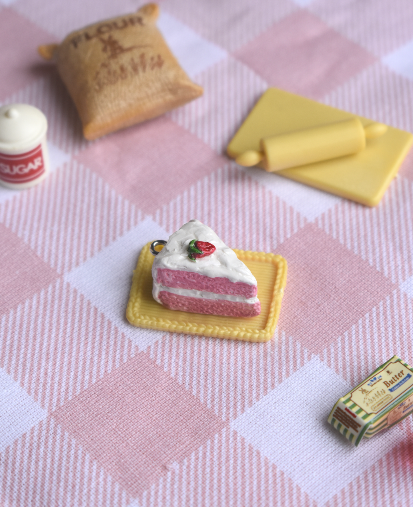 Handmade Strawberry Cake Polymer Clay Charm/Keychain