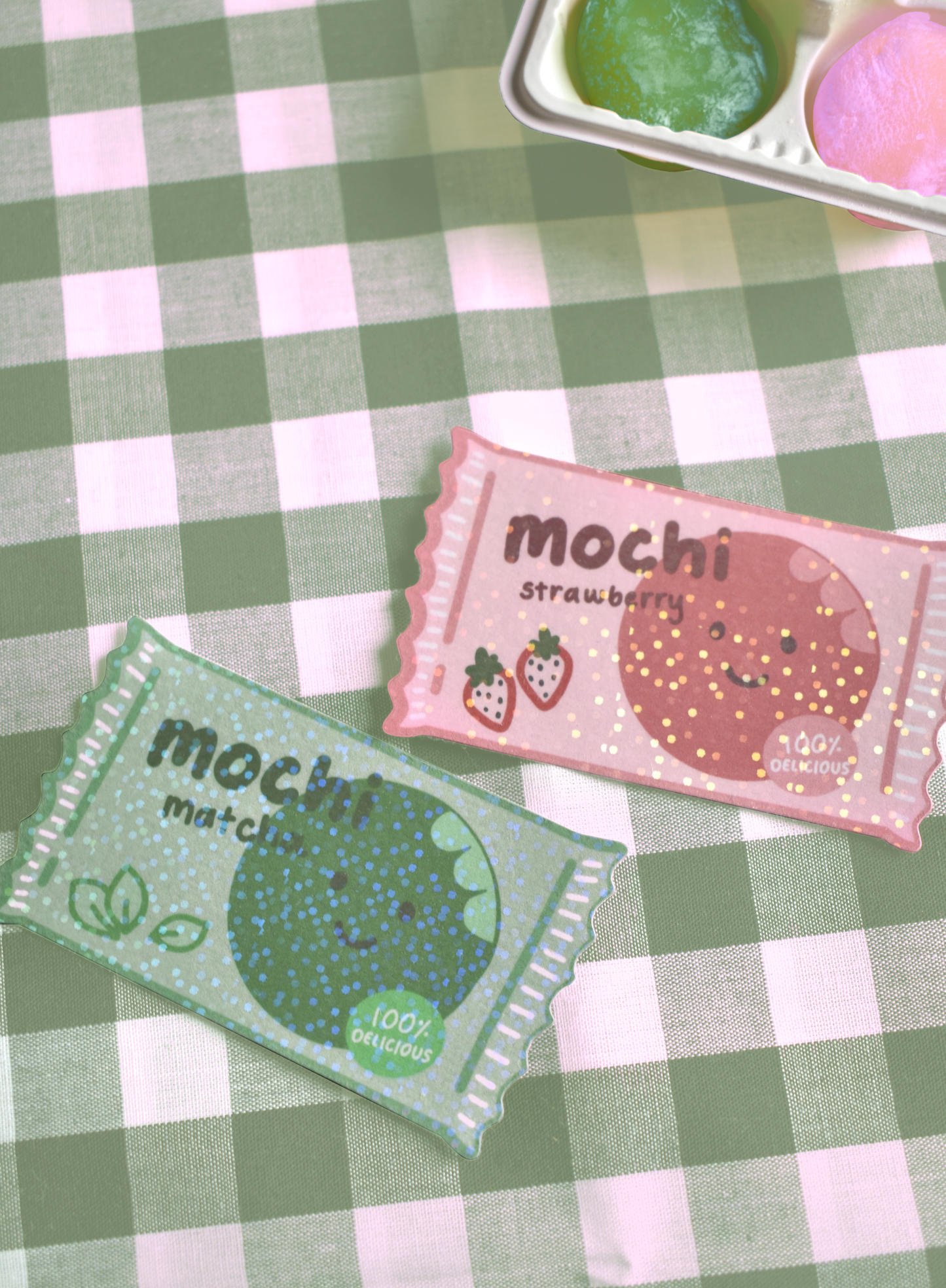 Smiley Mochi Holographic Stickers