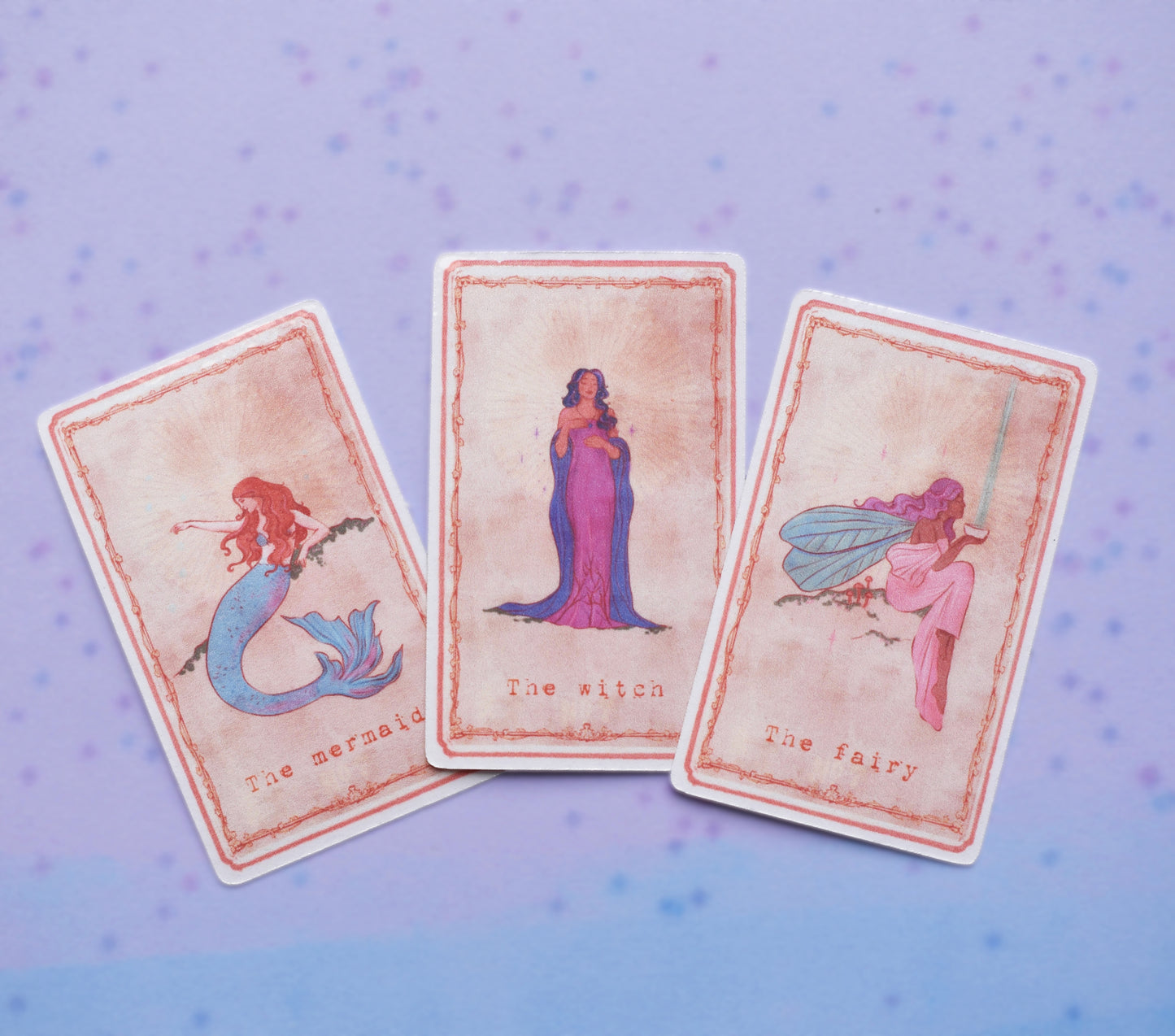 Mystical Tarot Card Stickers, mermaid, witch, fairy