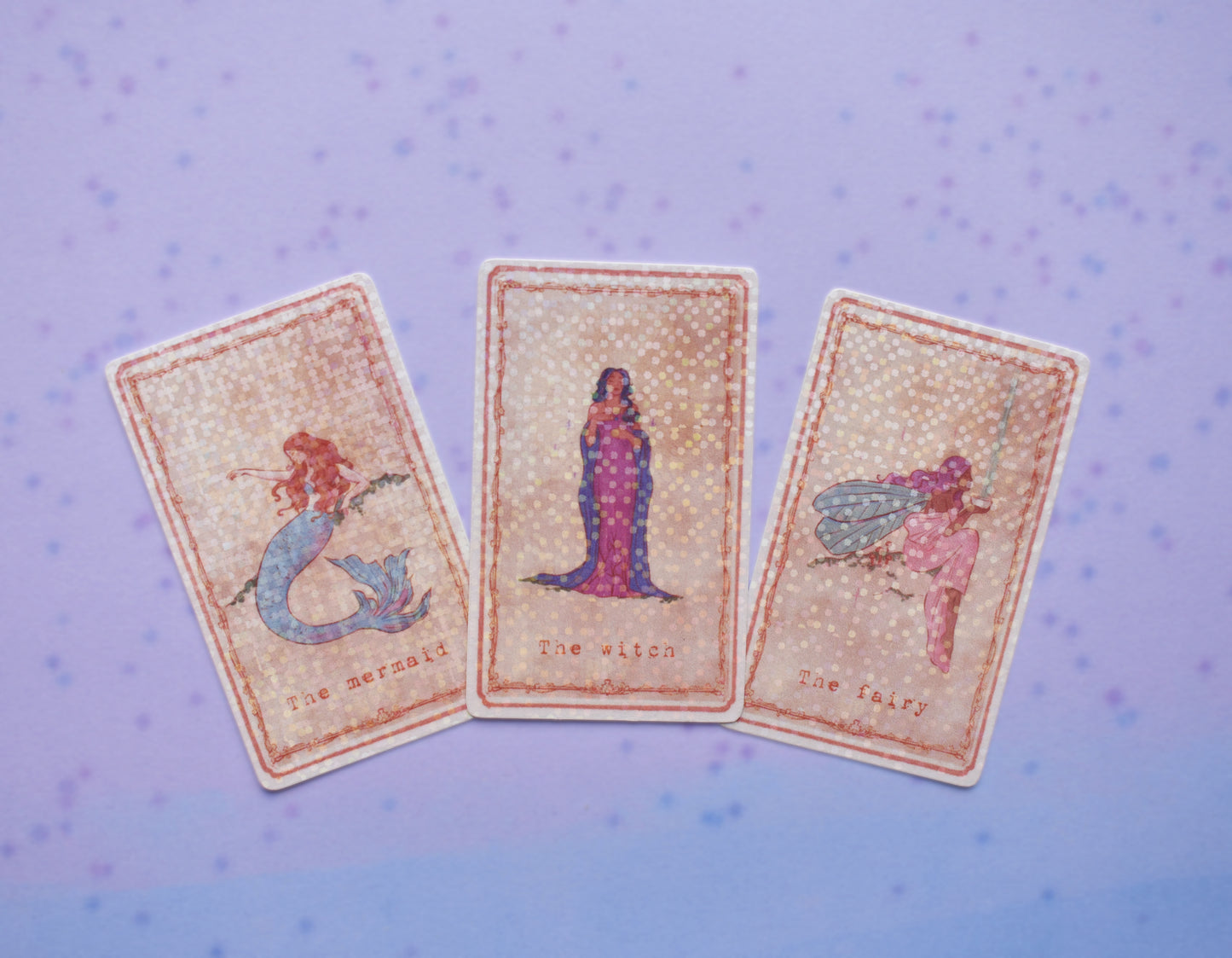 Mystical Tarot Card Stickers, mermaid, witch, fairy