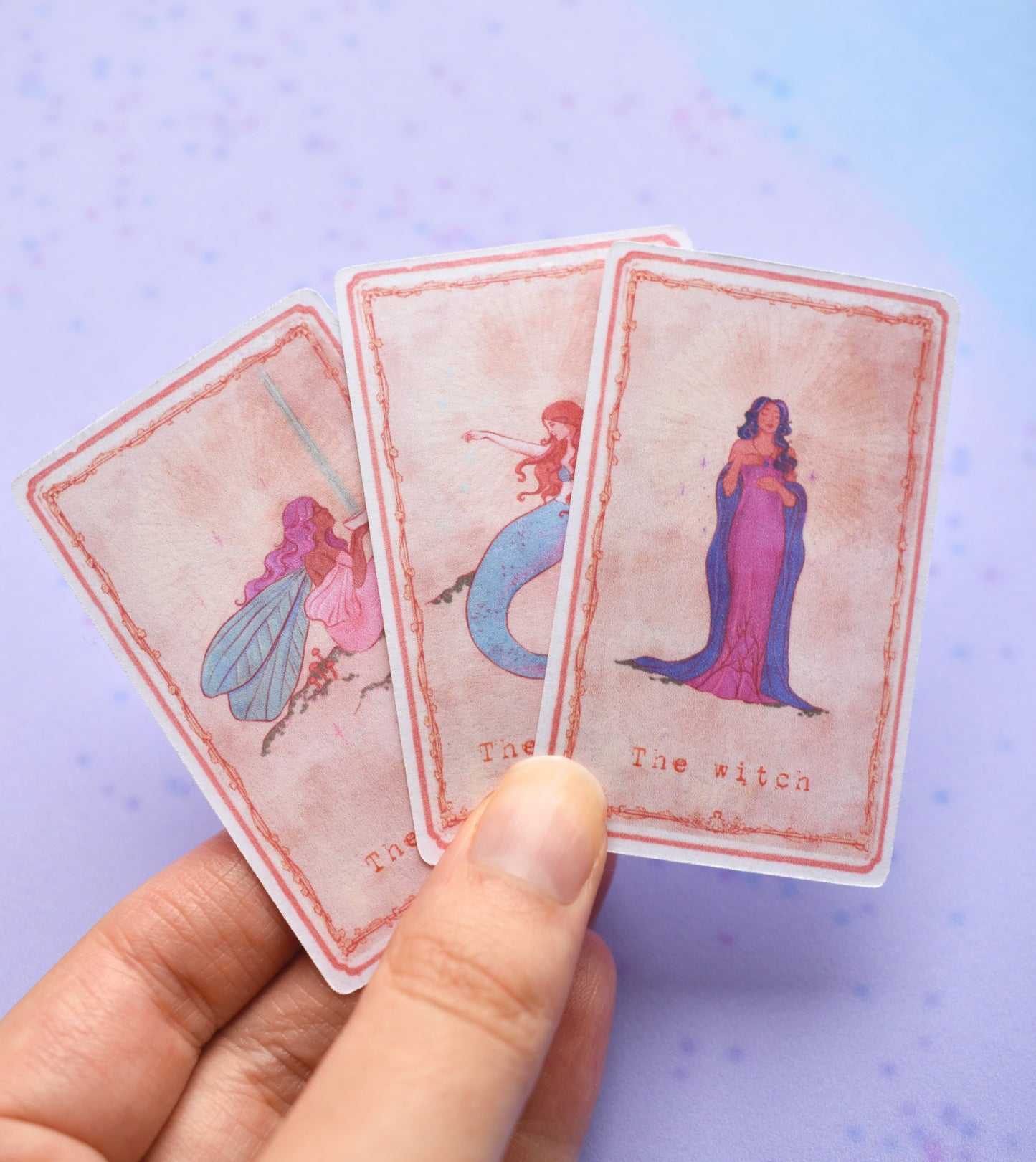 Mystical Tarot Card Stickers, mermaid, witch, fairy