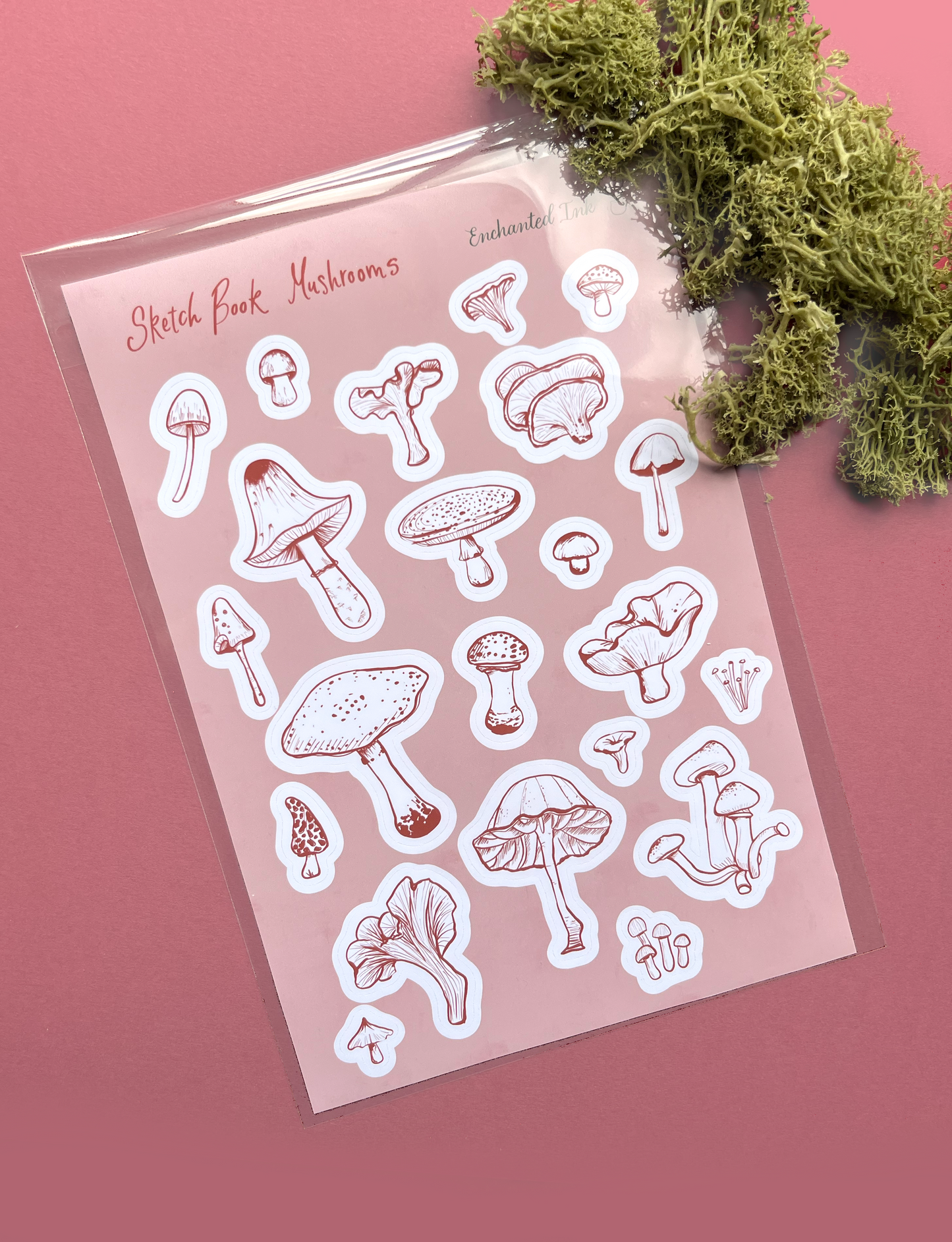 Mushroom Lovers Bundle – Sticker Sheet, Handmade Red Mushroom Keychain & Mini Mushroom Art Print