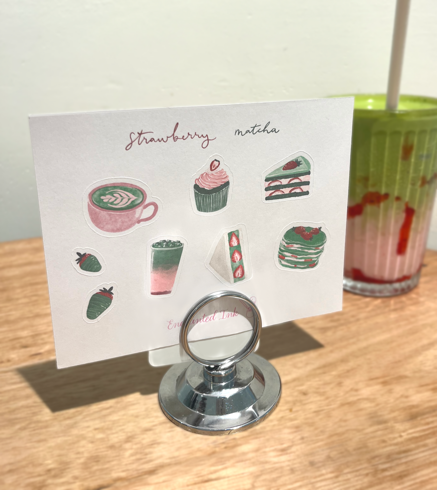 Strawberry Matcha Sticker Sheet