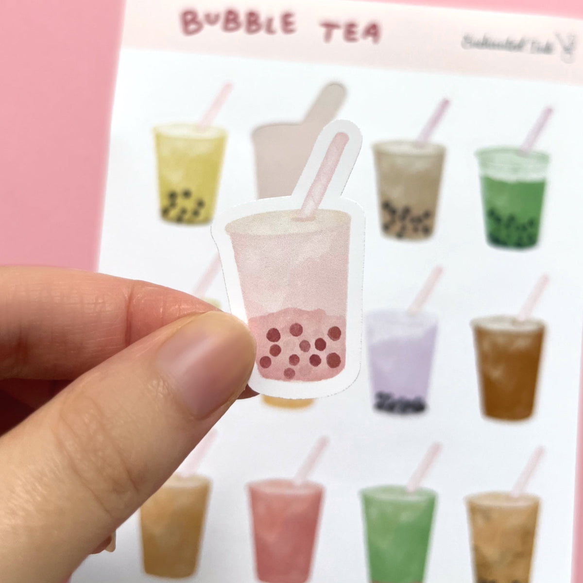 Boba tea aesthetic stickers for journaling and planners