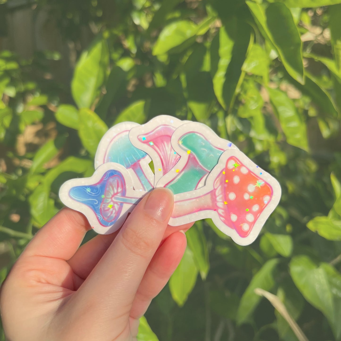 Whimsical vinyl sticker pack with enchanted forest mushroom designs