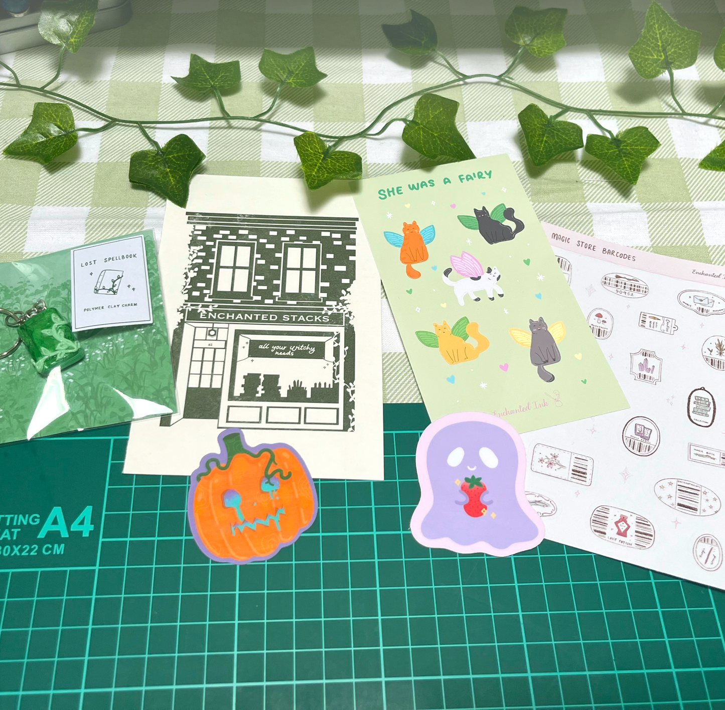 A Little Bit Spooky Collection – Cute Halloween Stickers, Keychain & Art Print Set