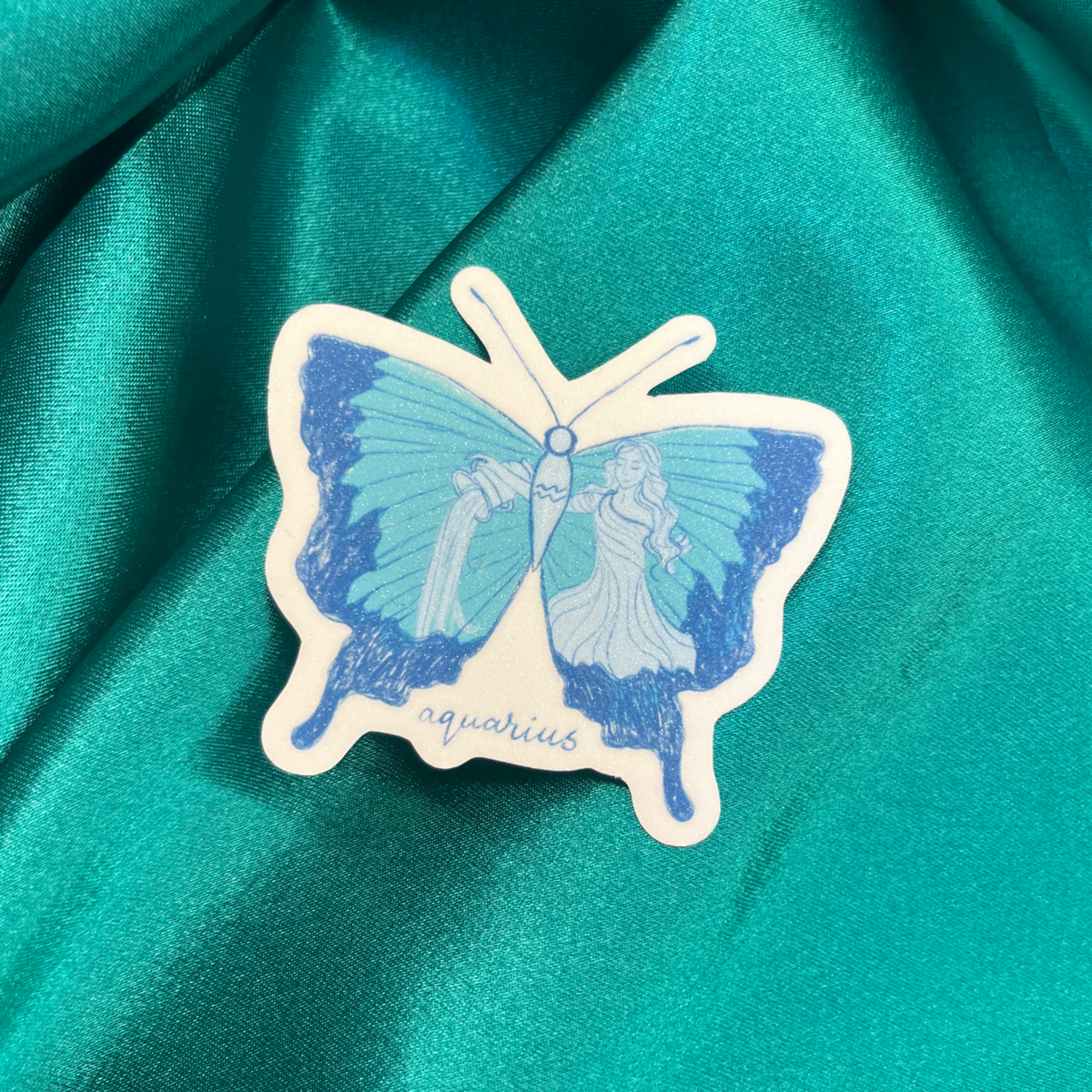 Aquarius Zodiac Butterfly Vinyl Sticker
