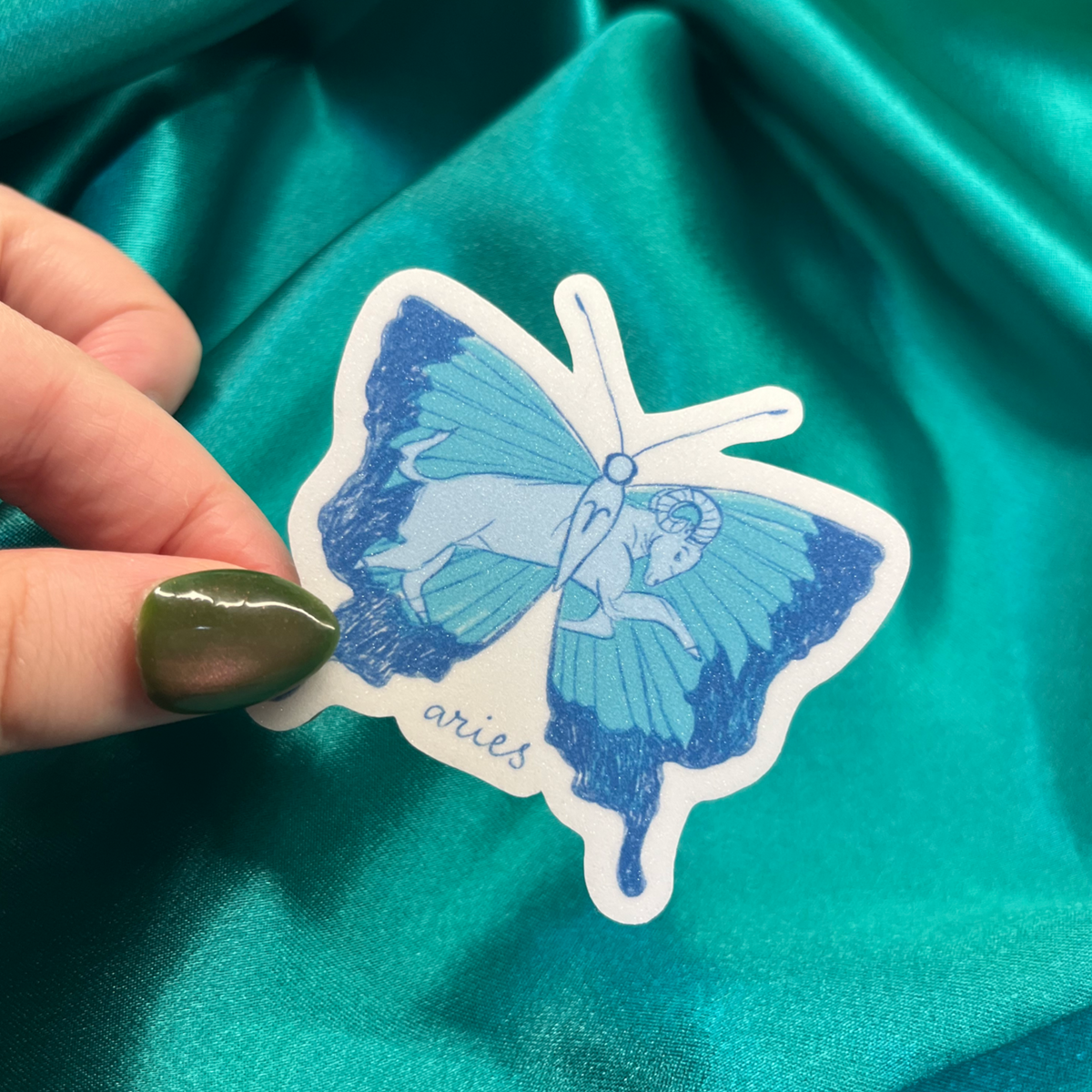 Aries Zodiac Butterfly Vinyl Sticker