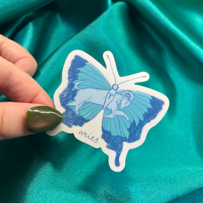 Aries Zodiac Butterfly Vinyl Sticker