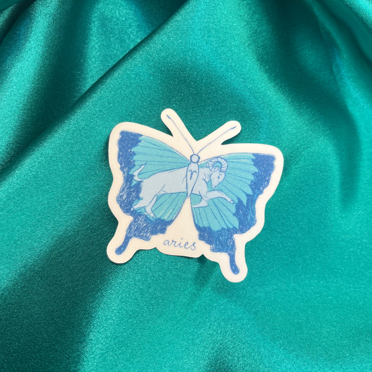 Aries Zodiac Butterfly Vinyl Sticker