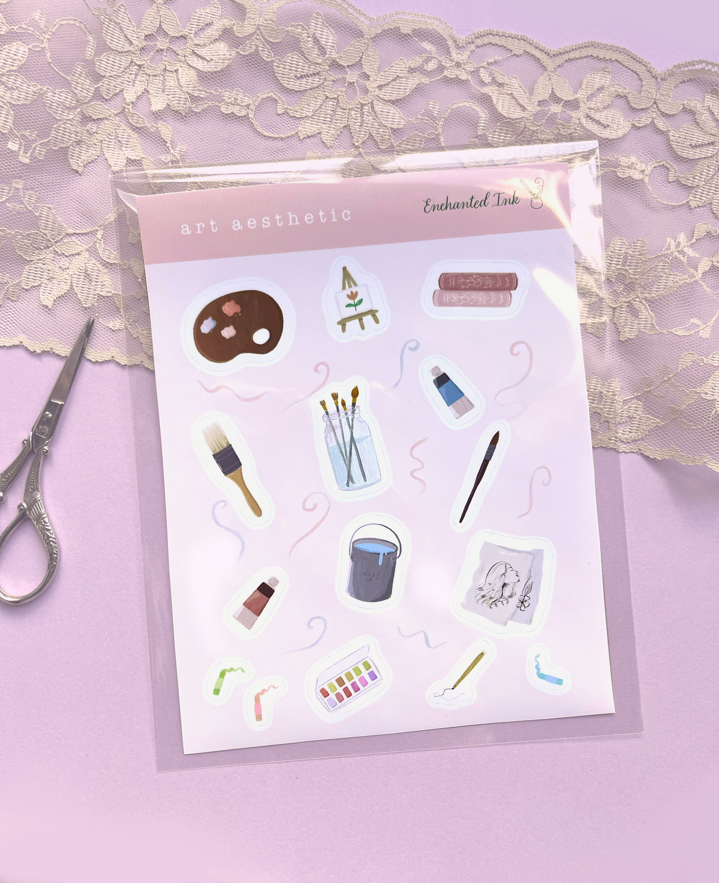 Art Aesthetic Vinyl Sticker Sheet | Painter Inspired Stickers for Journaling & Scrapbooking