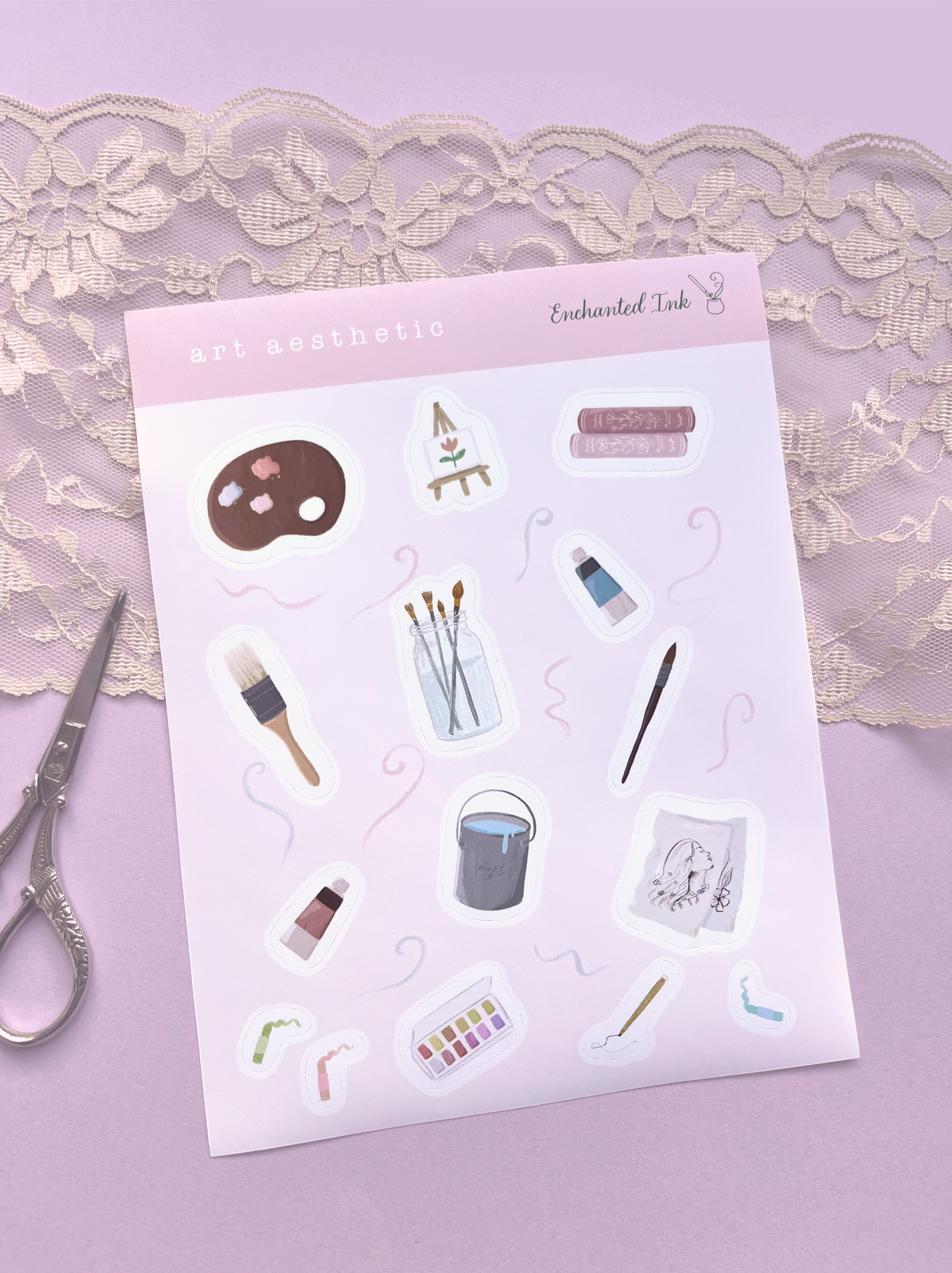 Art Aesthetic Vinyl Sticker Sheet | Painter Inspired Stickers for Journaling & Scrapbooking