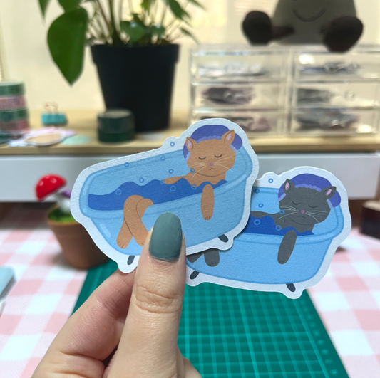 Cute cats in the bath sticker 