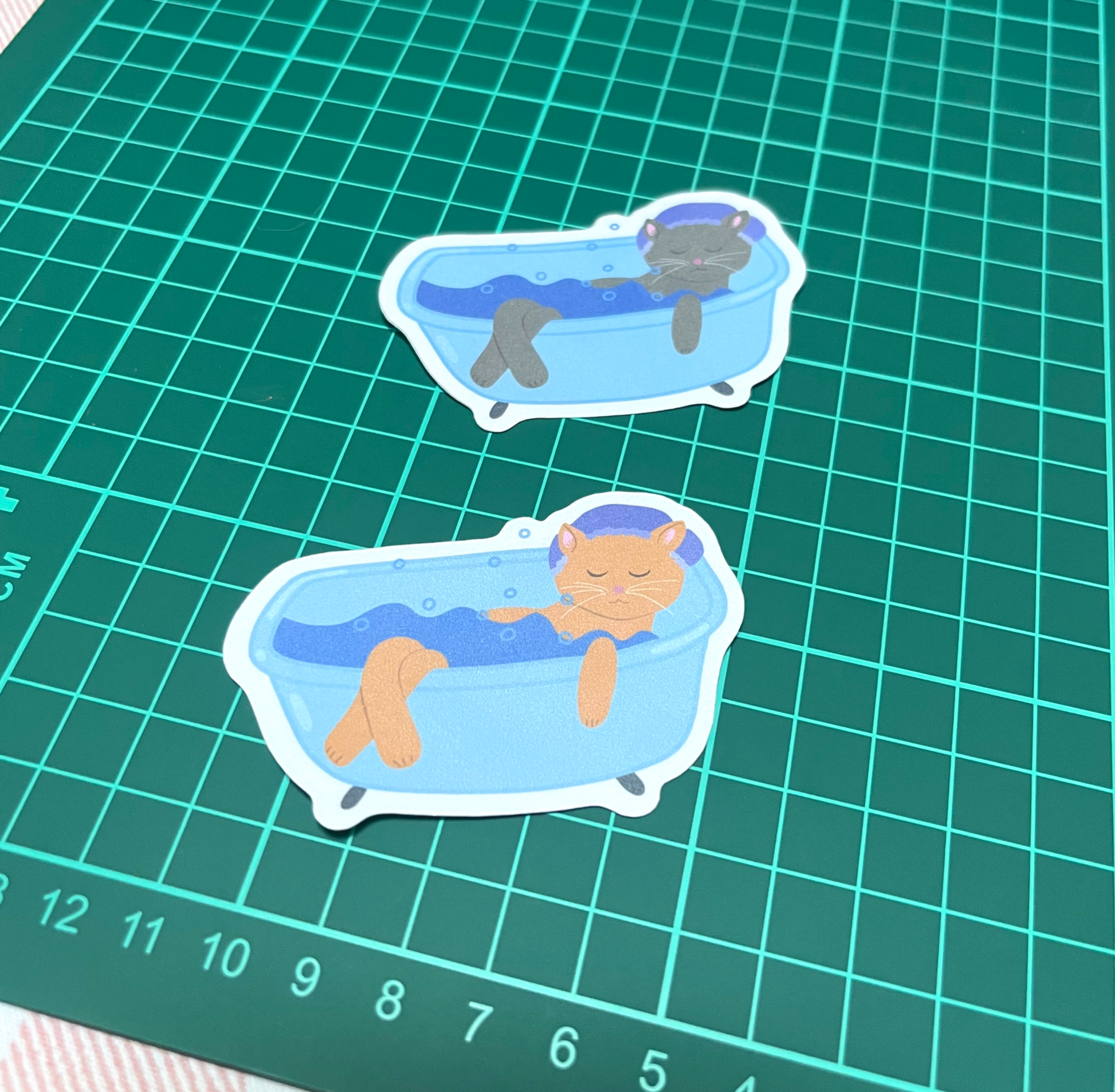 Cute cat bath time stickers