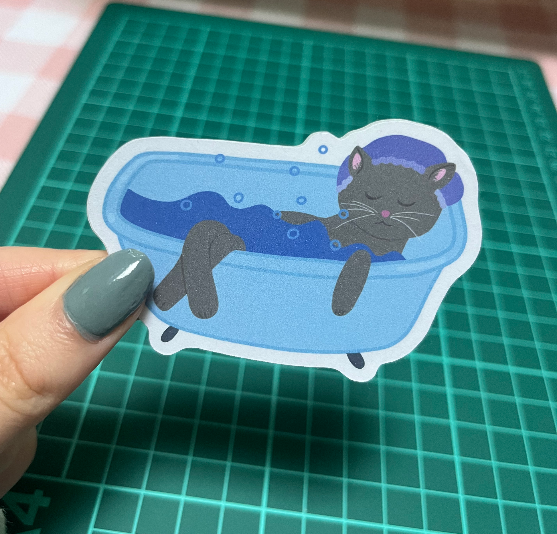 Cute cat in the bath stickers 