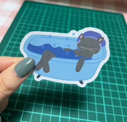 Cute cat in the bath stickers 
