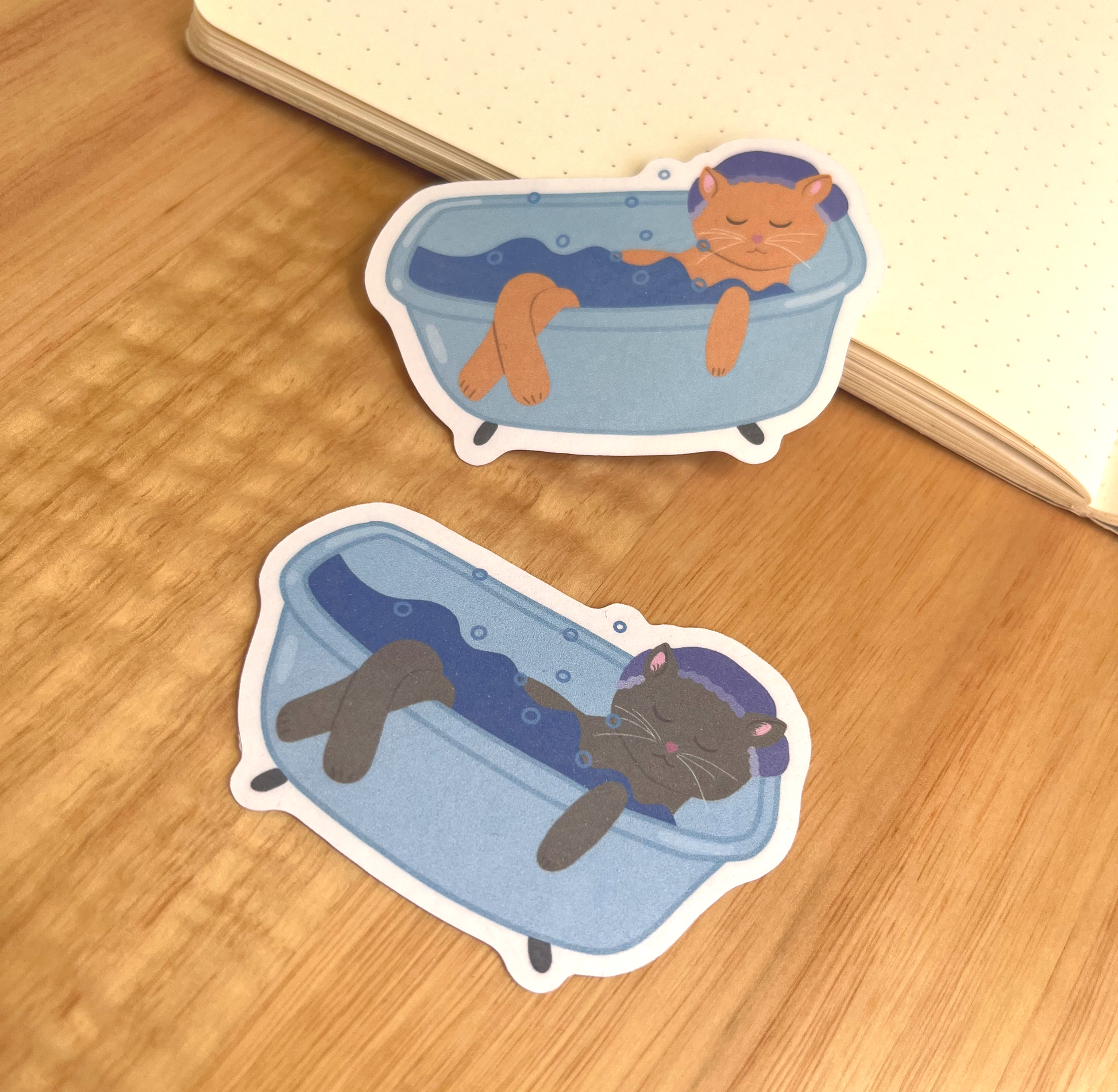 Adorable cats in the bath stickers 