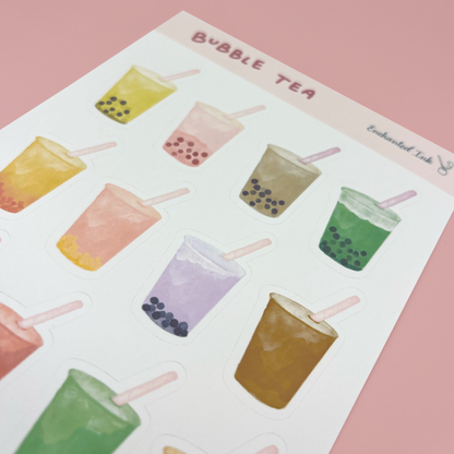 Bubble Tea Kawaii Boba Vinyl Sticker Sheet
