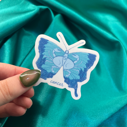 Cancer Zodiac Butterfly Vinyl Sticker