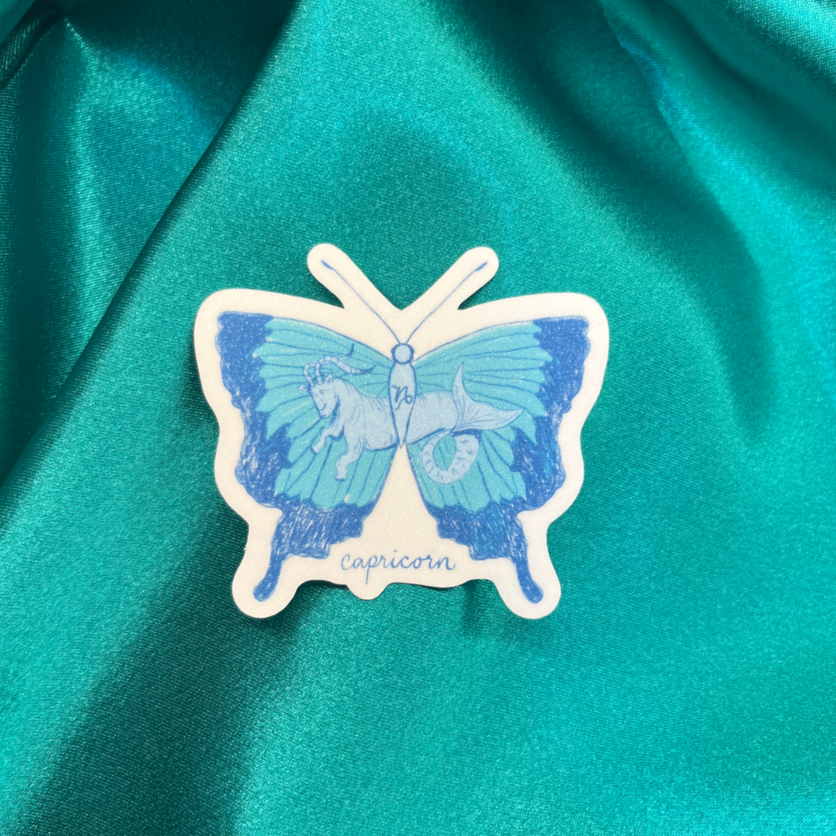 Capricorn Zodiac Butterfly Vinyl Sticker