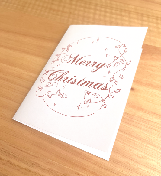 Holly Christmas Card | Festive Illustrated Holiday Greeting Card