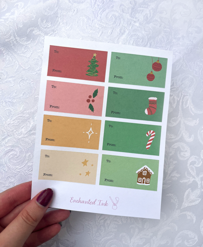 Christmas Label Sticker Sheet | Festive Labels for Gifts & Holiday Crafts