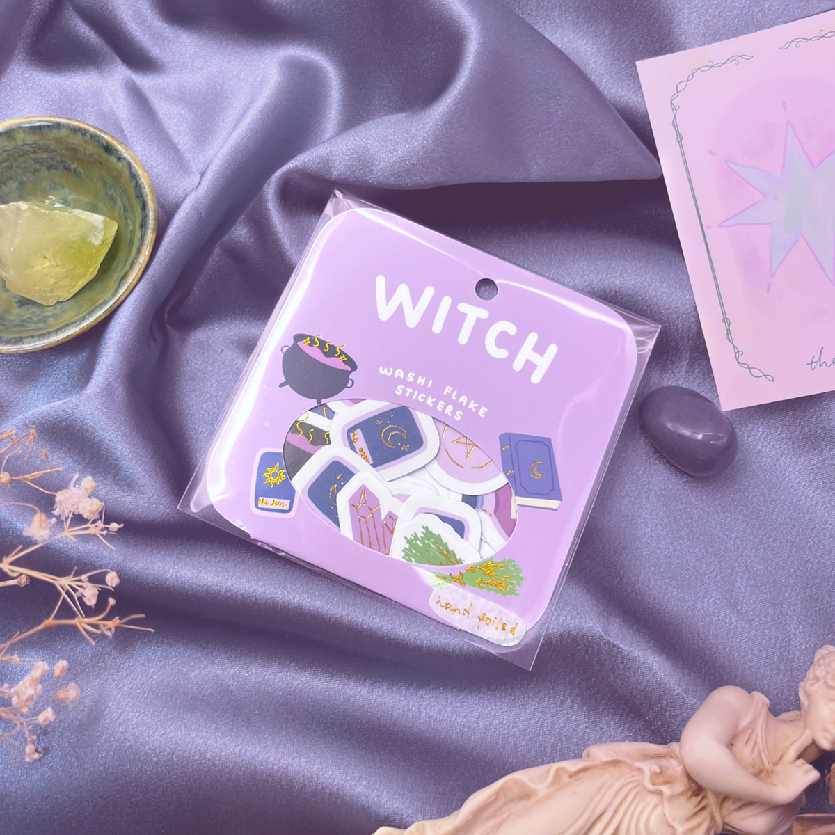 Witch Washi Flake Gold Foil Stickers