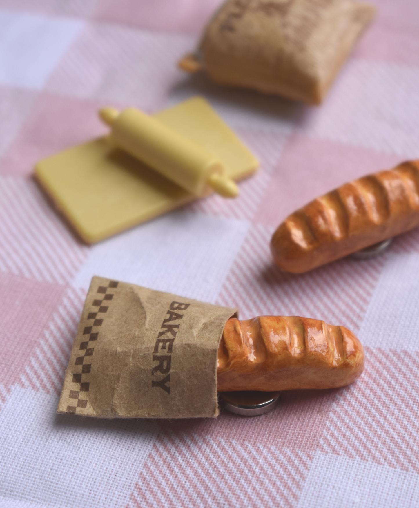 Handmade Cute Baguette Polymer Clay Magnet
