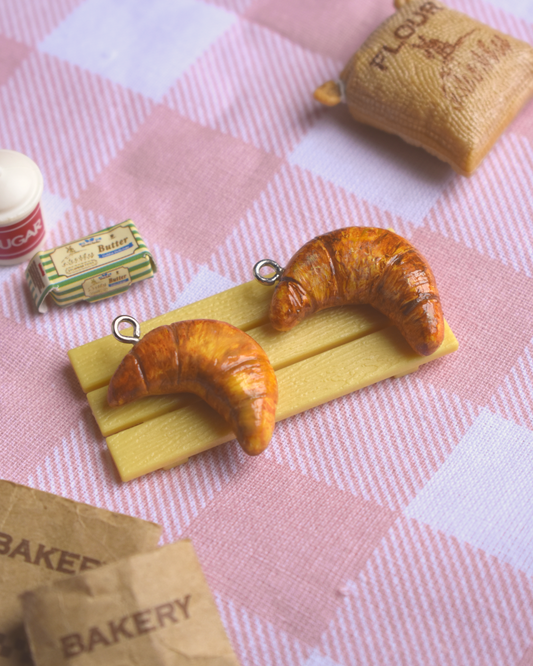 Handmade Cute Croissant Polymer Clay Charm/Keychain