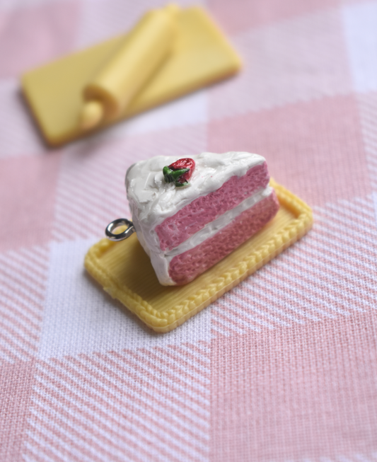 Handmade Strawberry Cake Polymer Clay Charm/Keychain