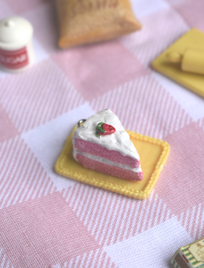 Handmade Strawberry Cake Polymer Clay Charm/Keychain