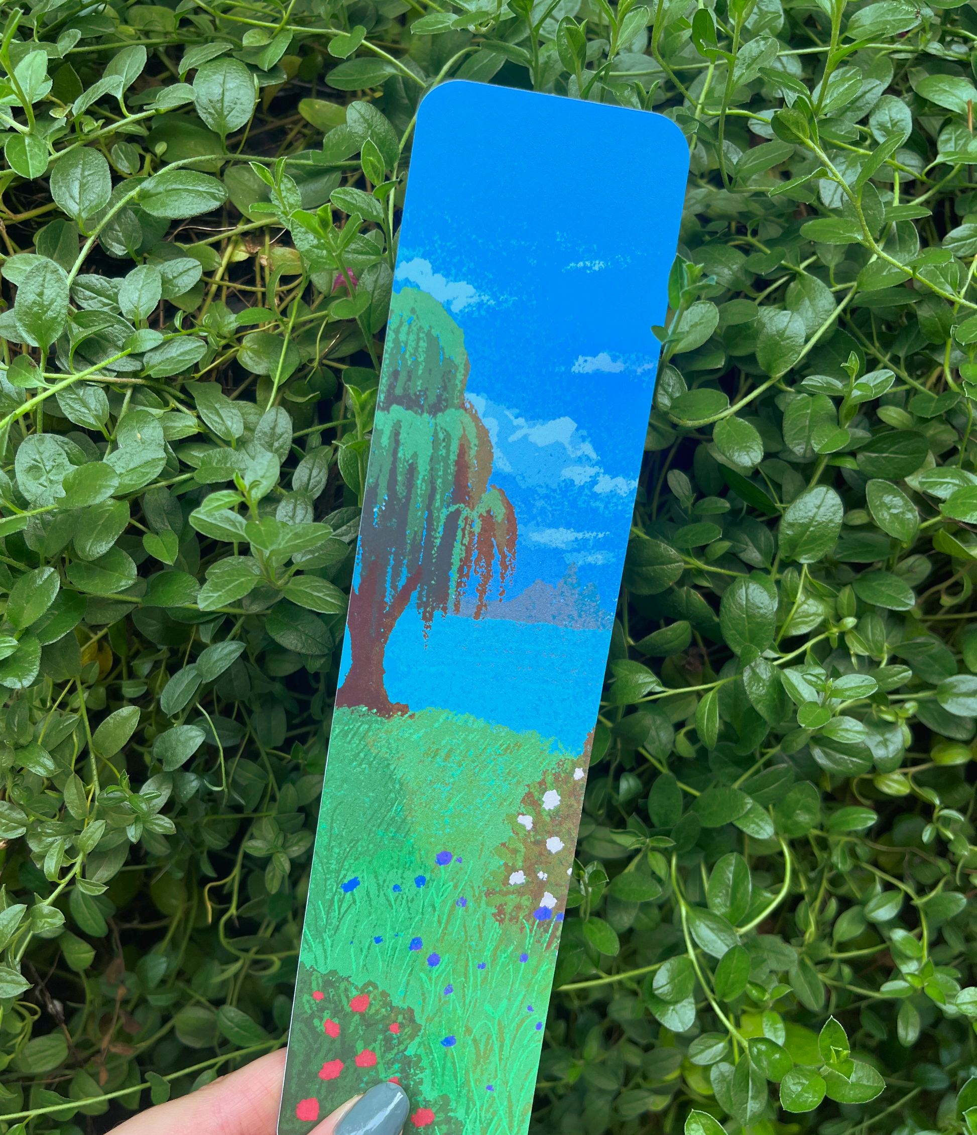 Bookmark with illustrated beautiful garden elements 