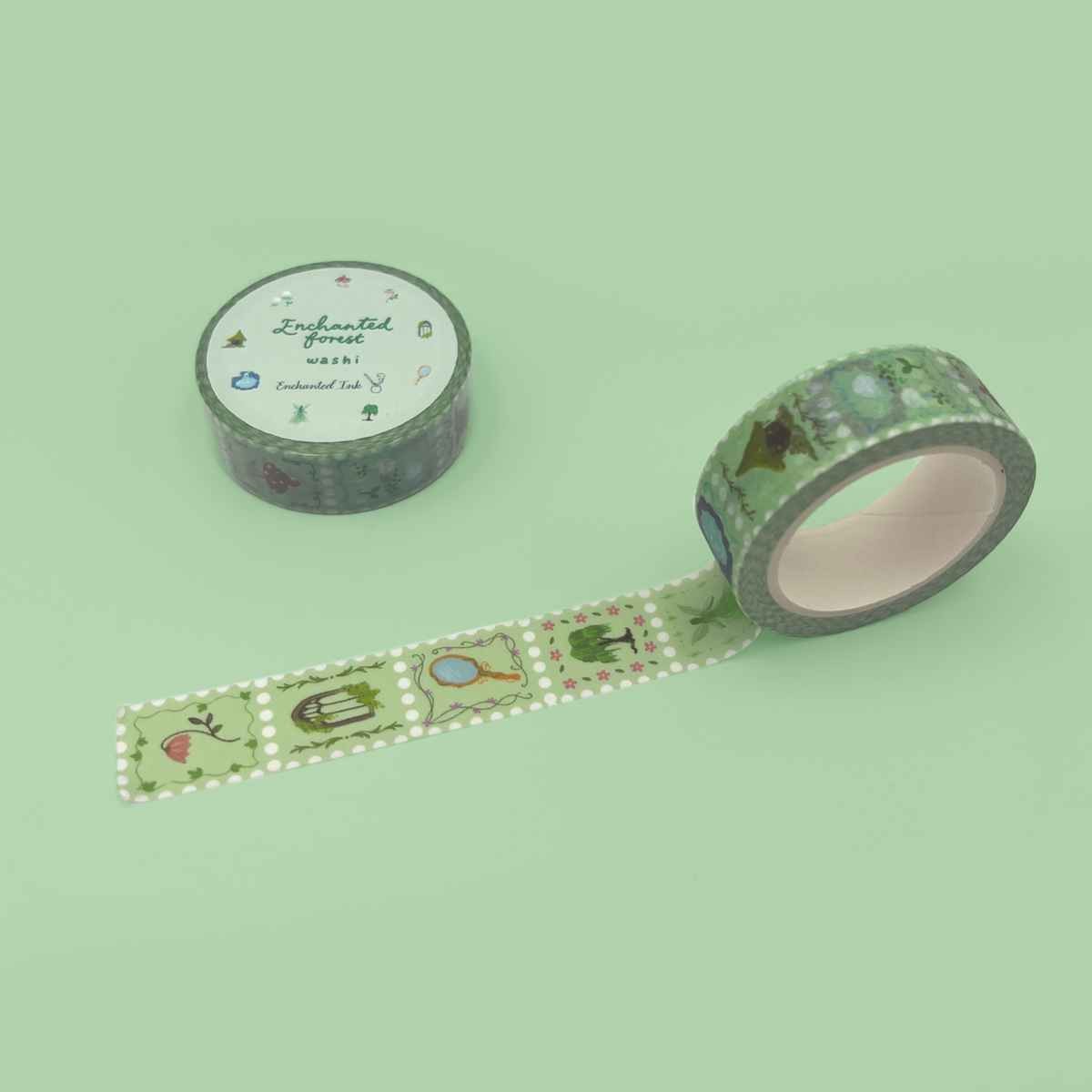 Witchy washi tape with a stamp like design 