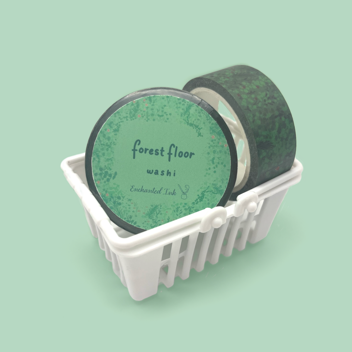 Witchy forest washi tape in a small basket 