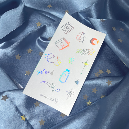 Magical Silver Holographic Clear Sticker Sheet