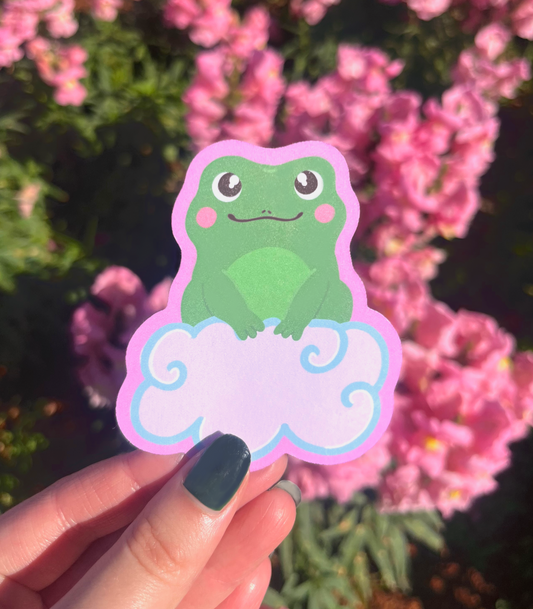 Frog On A Cloud Waterproof Sticker