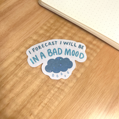 Forecast bad mood rain cloud holographic sticker