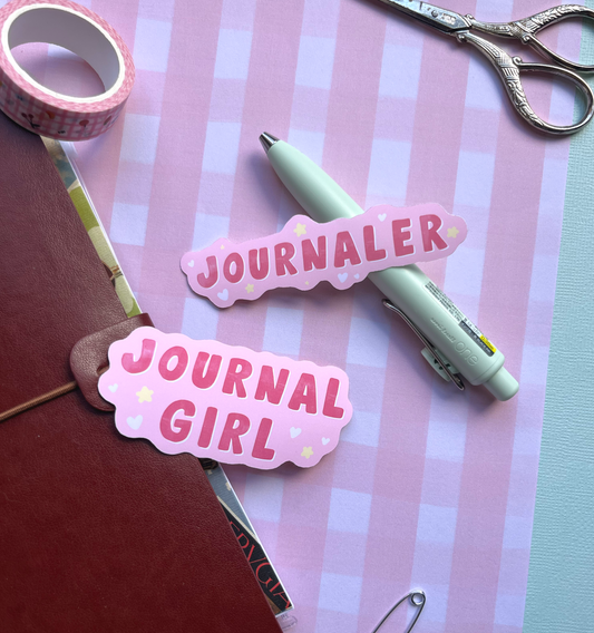 Journal Girl & Journaler Matte Vinyl Stickers | Aesthetic Journaling Stickers for Scrapbooking & Crafting