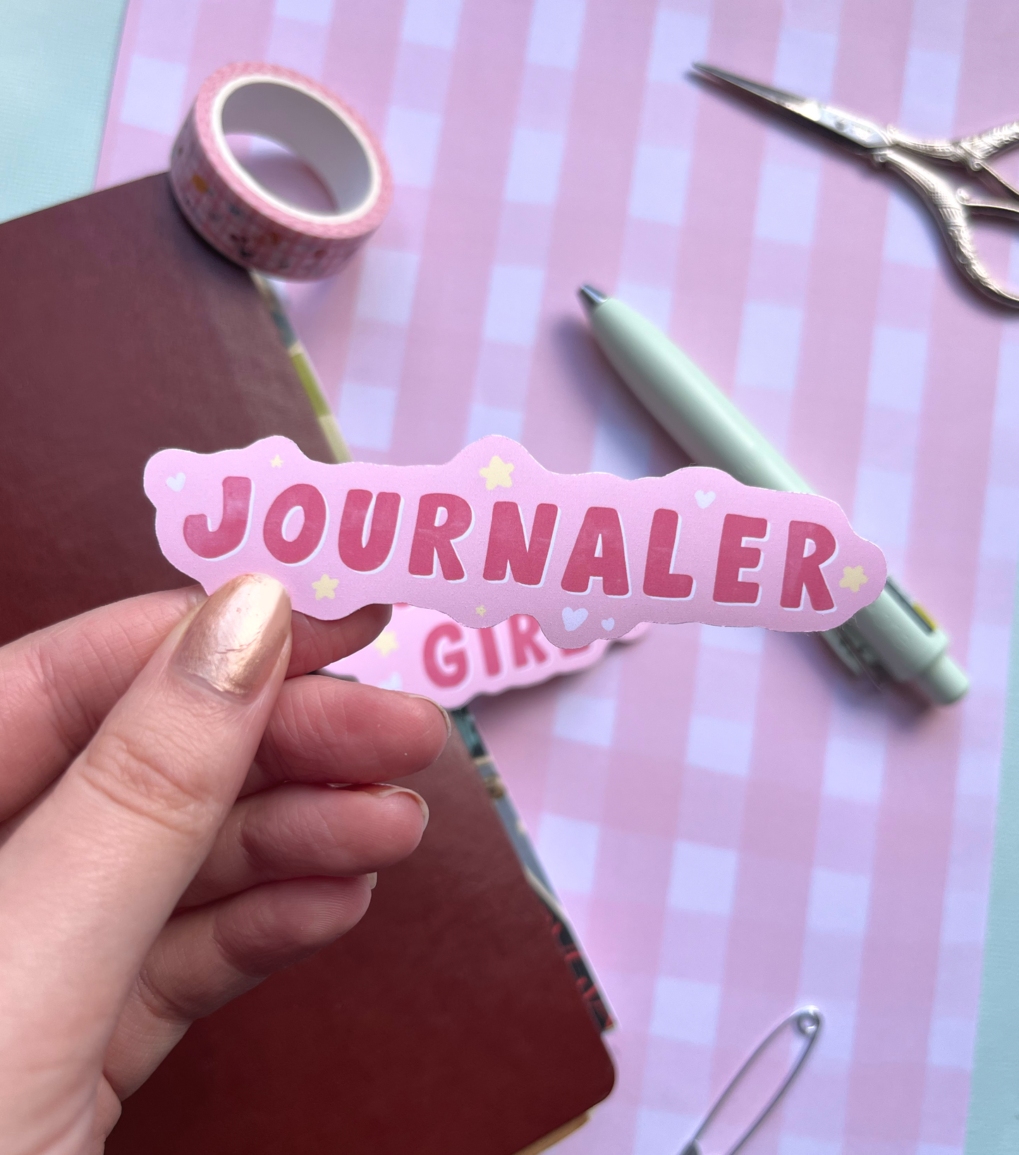 Journal Girl & Journaler Matte Vinyl Stickers | Aesthetic Journaling Stickers for Scrapbooking & Crafting