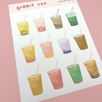 Bubble Tea Kawaii Boba Vinyl Sticker Sheet