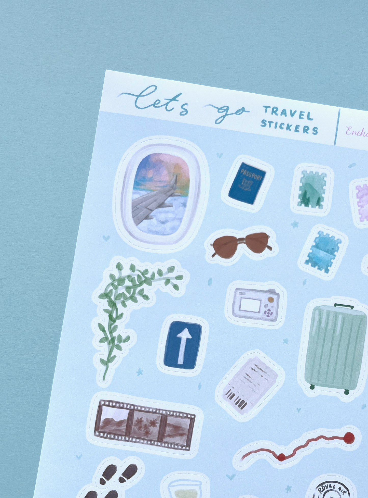 Let’s Go Travel Vinyl Sticker Sheet | Travel Aesthetic Stickers for Journaling & Scrapbooking