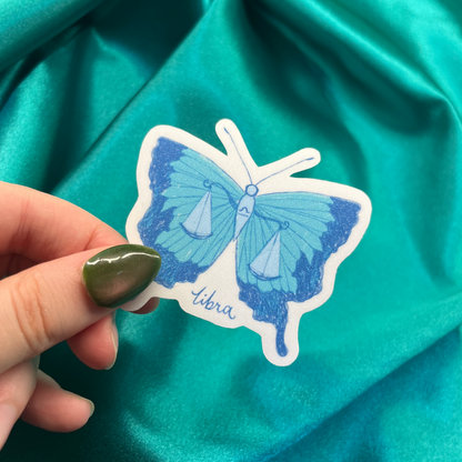 Libra Zodiac Butterfly Vinyl Sticker