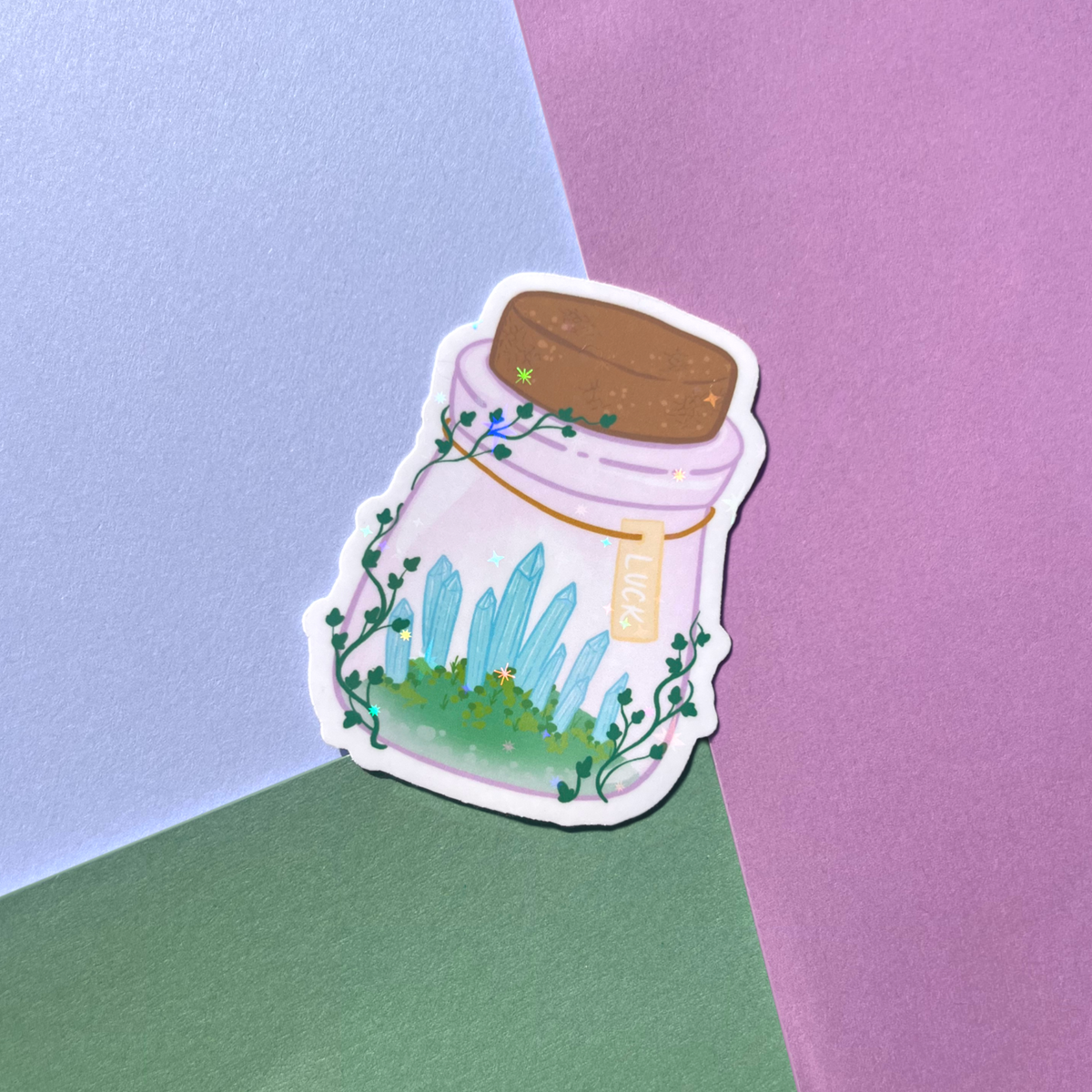 Magical Witchy Crystal Jar Holographic Vinyl Sticker