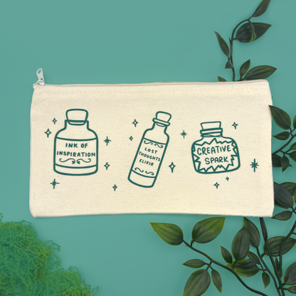 Magical pencil case, slim, canvas, pen pouch 