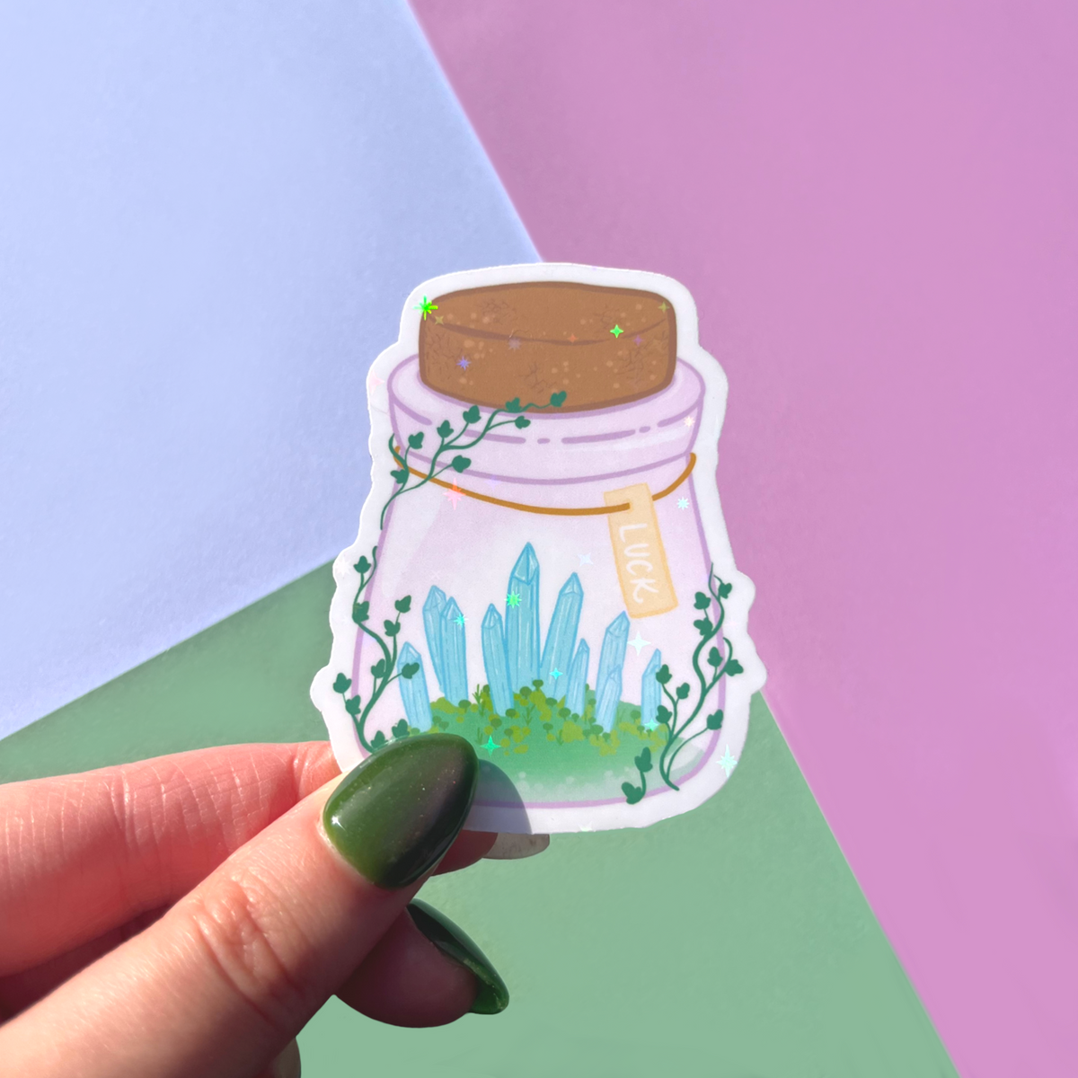 Magical Witchy Crystal Jar Holographic Vinyl Sticker
