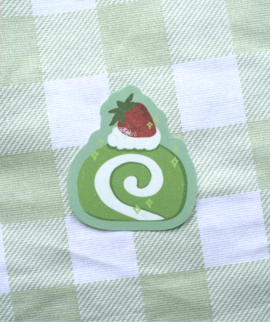 Matcha Swiss Roll Cake Vinyl Sticker