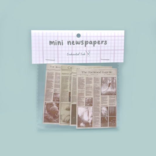 Miniature magical fantasy newspaper ephemera 