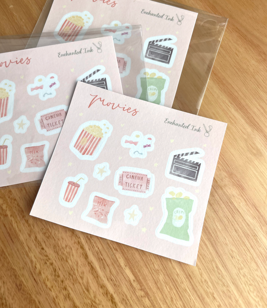 Movies Washi Sticker Sheet | Movie Aesthetic Stickers for Journaling & Scrapbooking