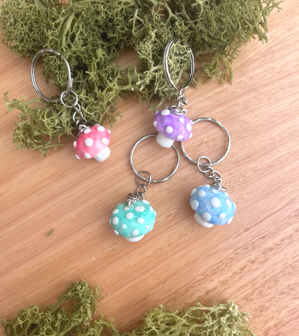 Handmade Polymer Clay Mushroom Keychains | Cute Cottagecore Charm